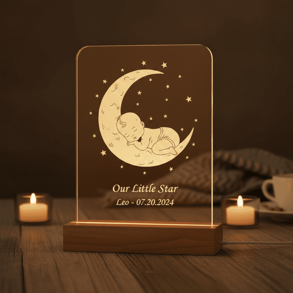 Personalized baby moon acrylic night-light design